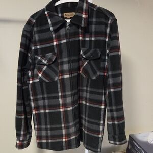 Mountain Ridge Black and Gray Plaid Men's Shirt Jacket Size M